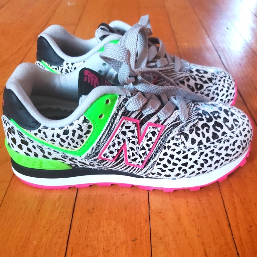 New Balance 574 Girl's Shoes, Size 12, Animal Print